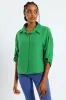 Tab & Button Detail 3/4 Sleeve Relaxed Shirt - Emerald sold by Edgars