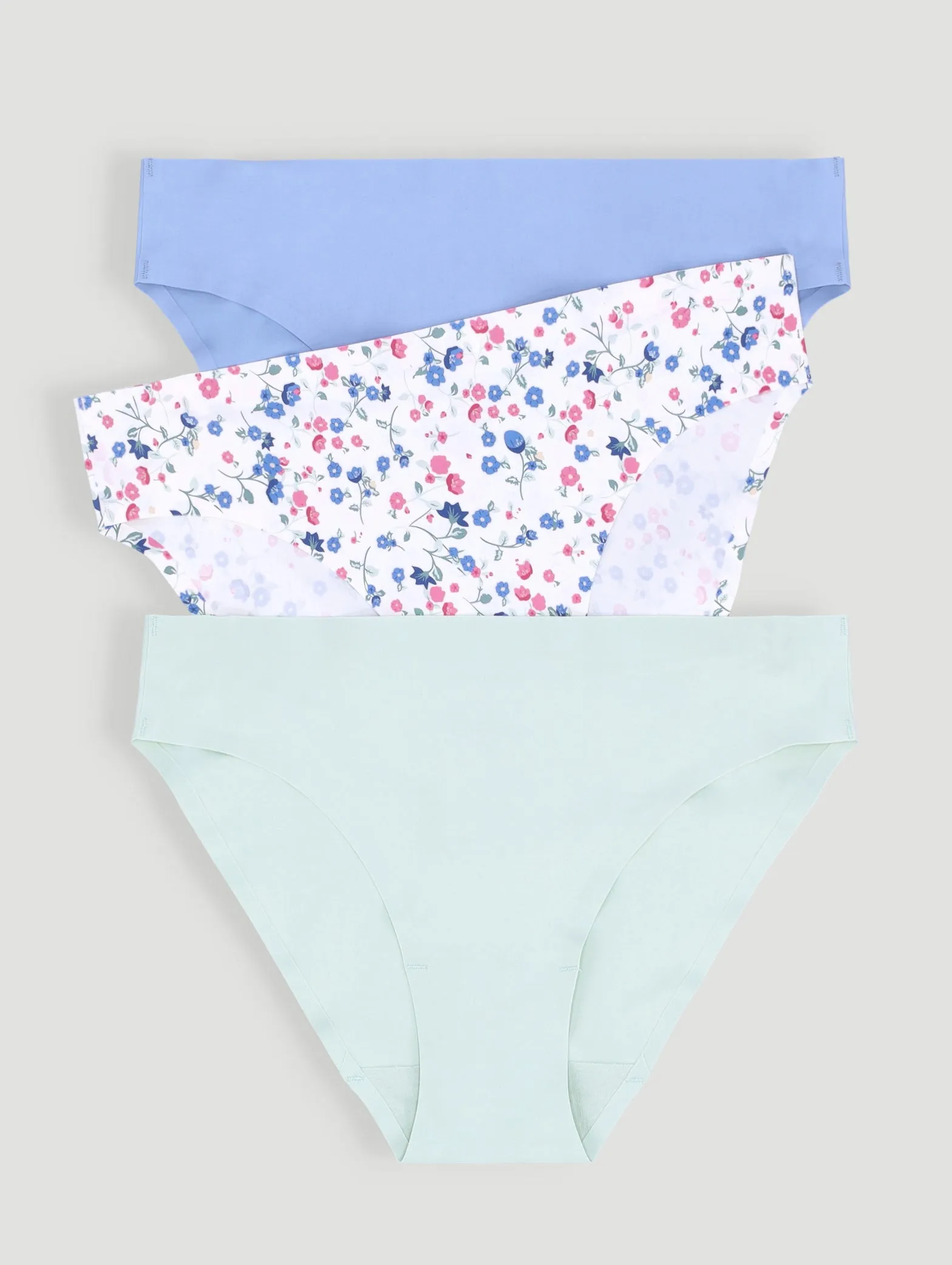 3 Pack Seamless Bikini Panties - Floral/Green/Blue sold by Edgars