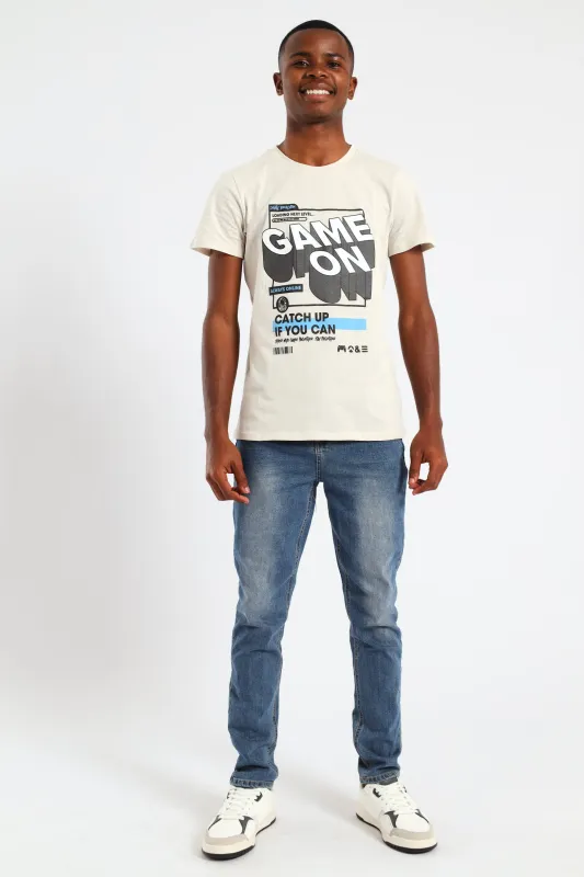 Boys Game On Printed T-Shirt - Grey sold by Edgars