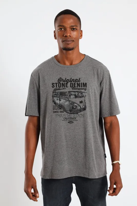 Camper Road Trip Photo Tee - Charcoal Melange sold by Edgars