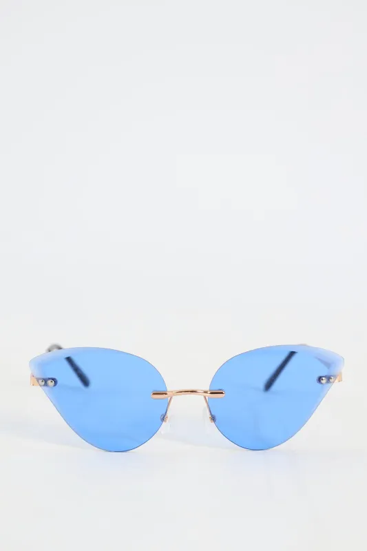 Girls Rimless Cateye Sunnies - Blue made by Edgars