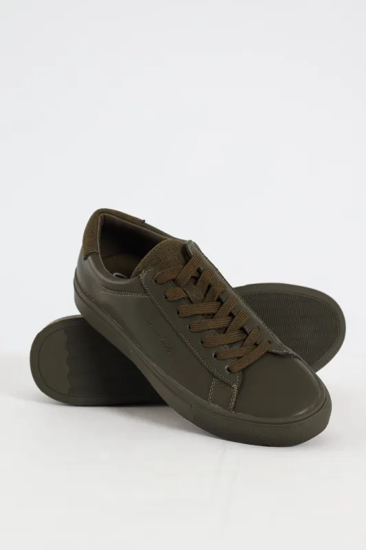 Atlas Plain Lace Up Sneaker - Olive sold by Edgars