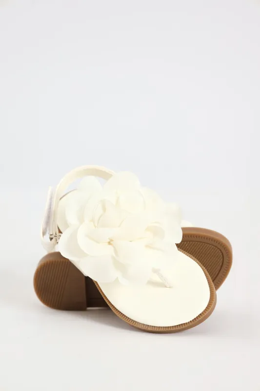 Pre-Girls Flower Thong Sandal - Ecru sold by Edgars