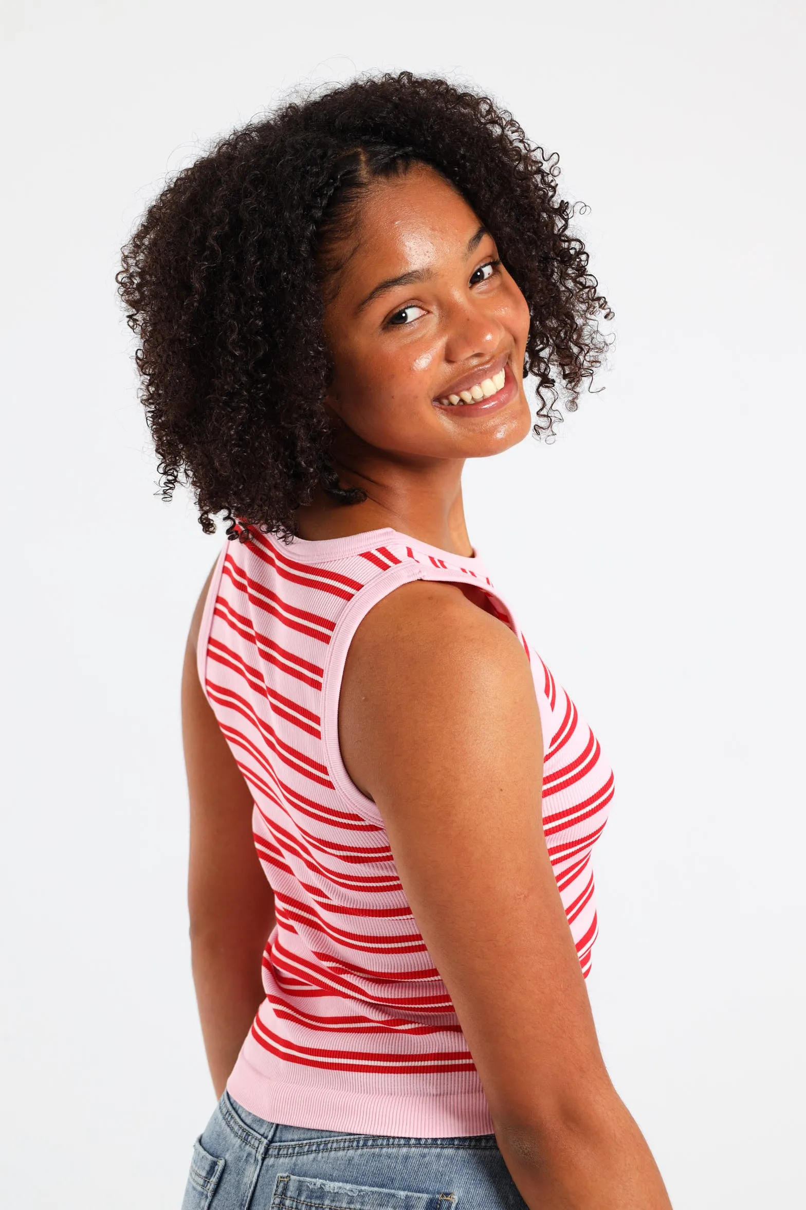 Girls Stripe Crew Seamless Vest - Pink sold by Edgars product image thumbnail 3