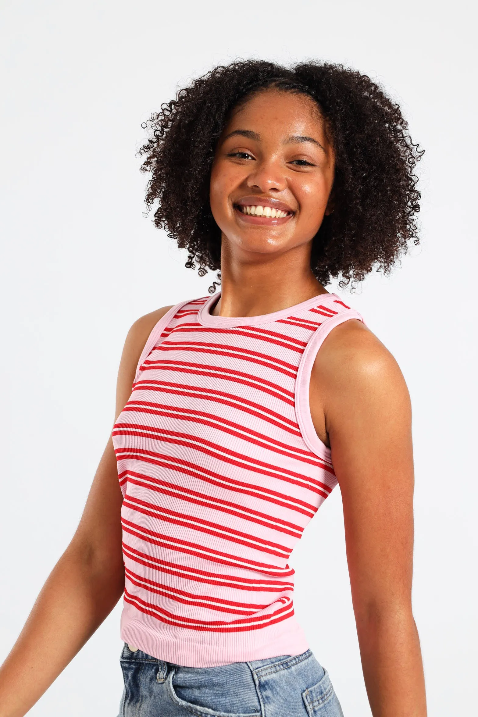 Girls Stripe Crew Seamless Vest - Pink sold by Edgars product image thumbnail 2