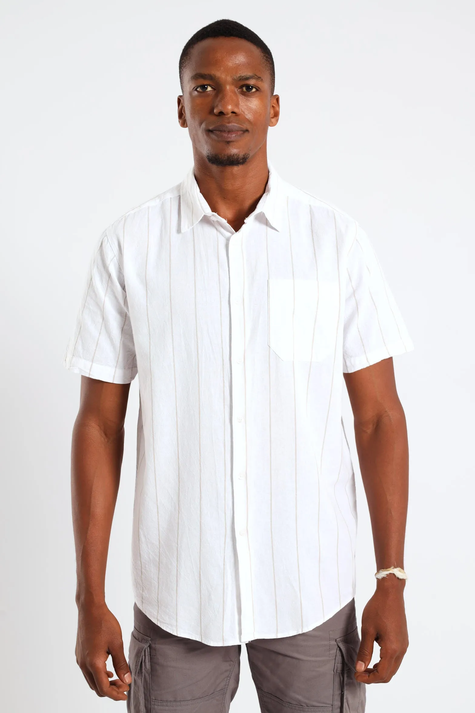Short Sleeve Stripe Shirt - Ecru sold by Edgars