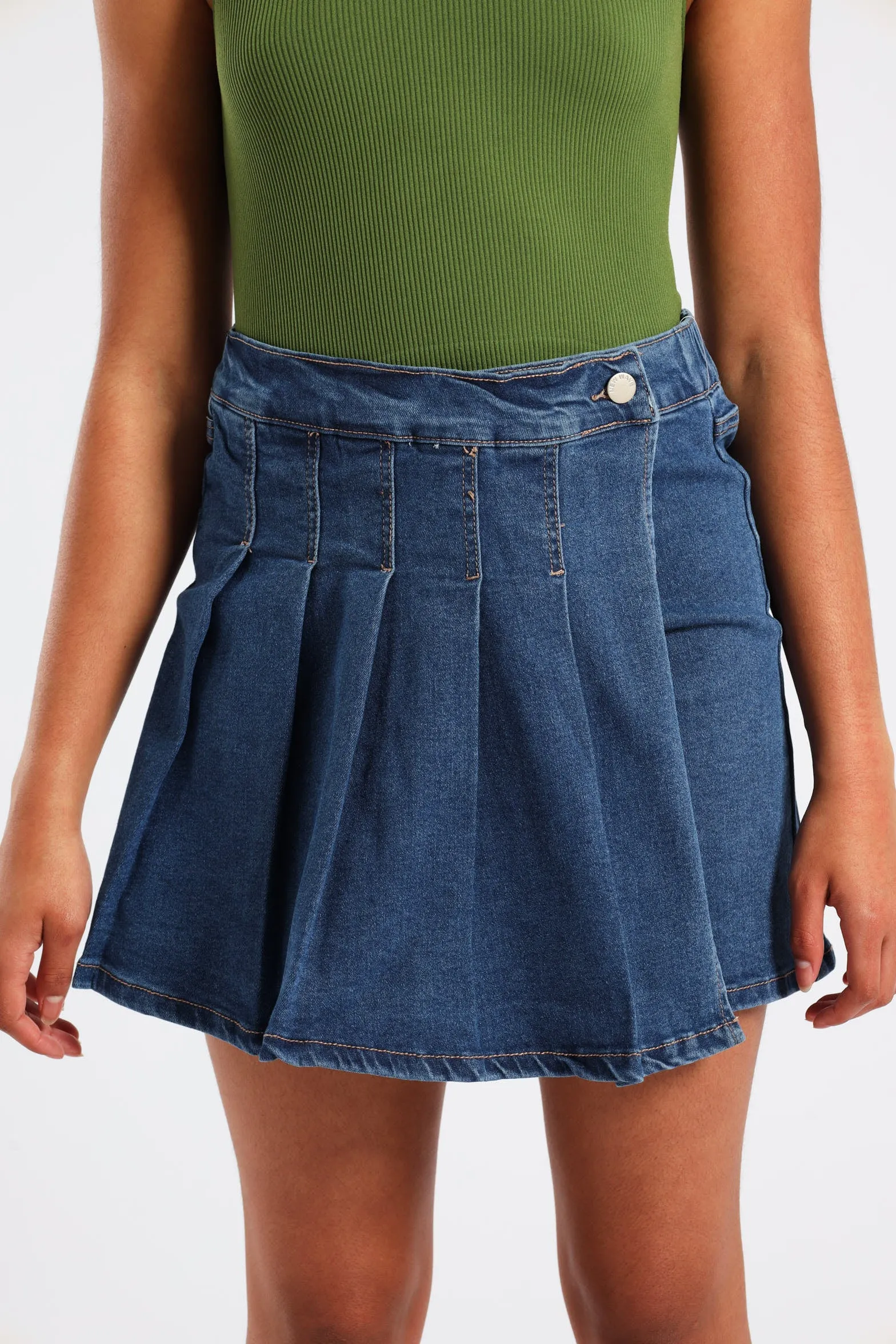 Girls Denim Pleated Skort - Mid Wash sold by Edgars product image thumbnail 2