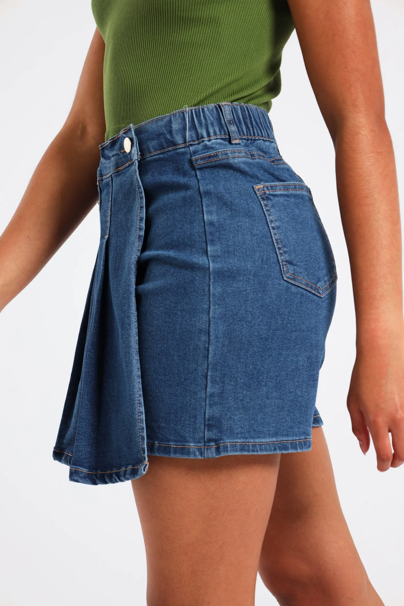Girls Denim Pleated Skort - Mid Wash sold by Edgars product image thumbnail 3