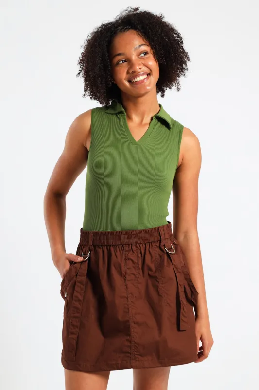 Girls Poplin Cargo Skirt - Brown sold by Edgars 
