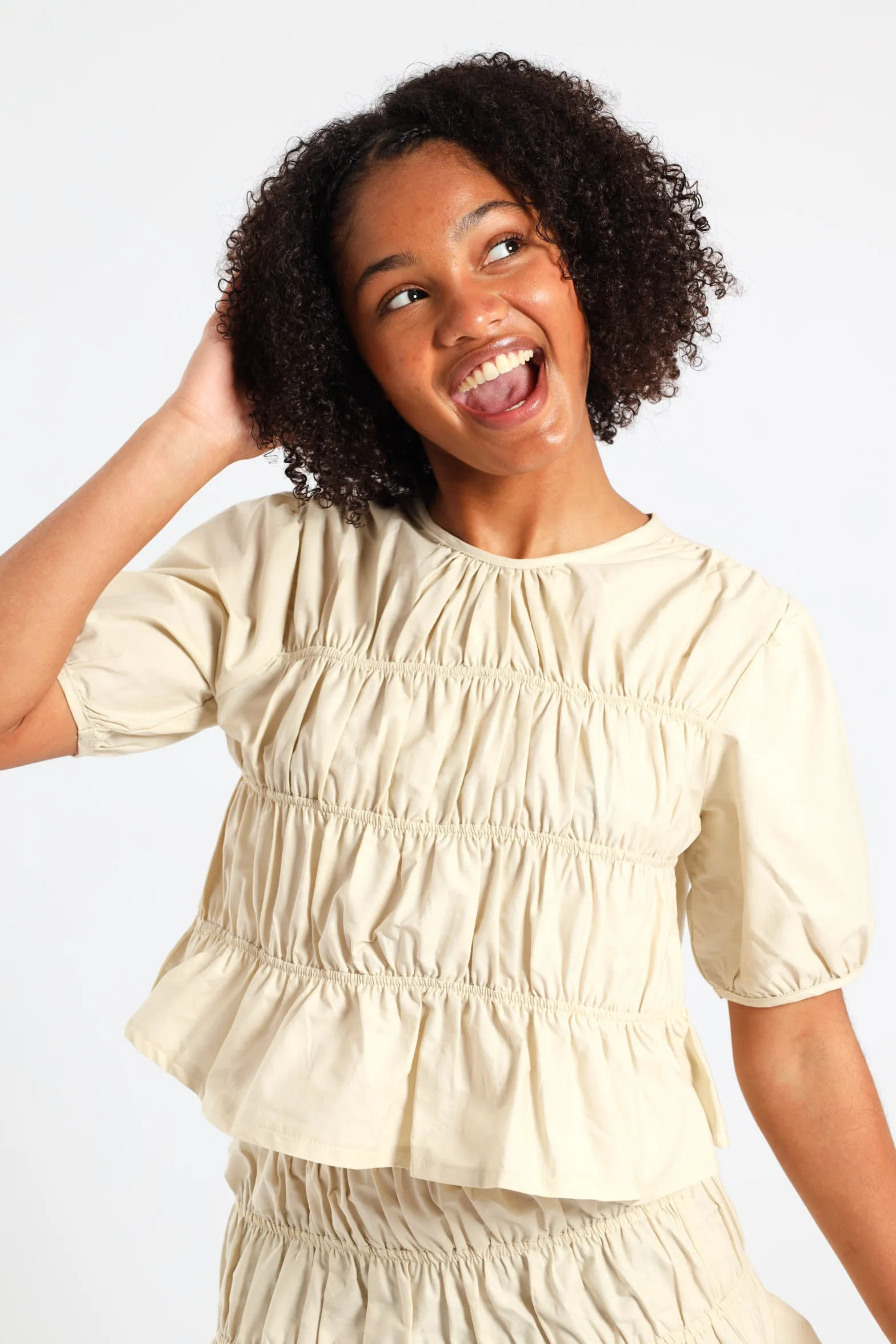 Girls Shirring Top - Stone sold by Edgars product image thumbnail 2