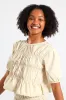Girls Shirring Top - Stone sold by Edgars