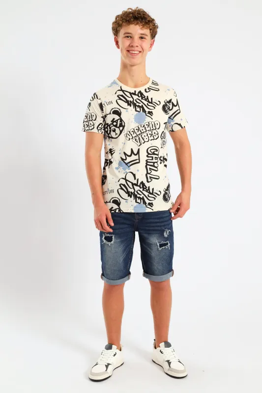 Boys Teddy Skate Tee - Stone sold by Edgars