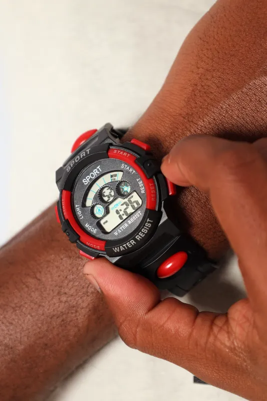 Pre-Boys Digital Shock Watch - Black/Red sold by Edgars