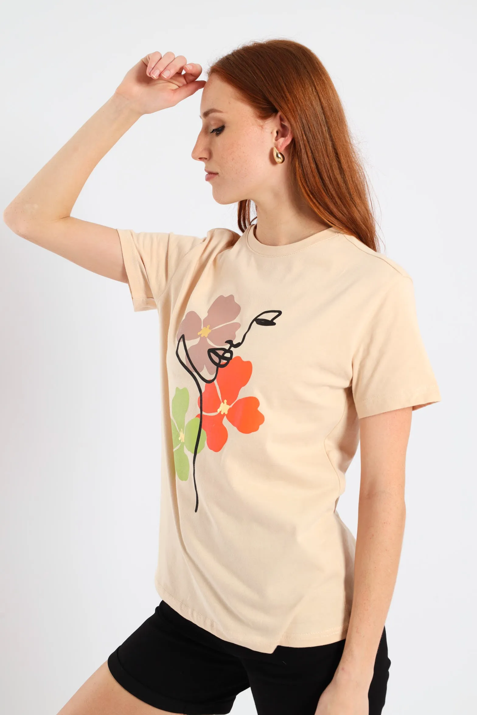 Three Flower Line Face Foil Regular Tee - Wheat sold by Edgars product image thumbnail 3