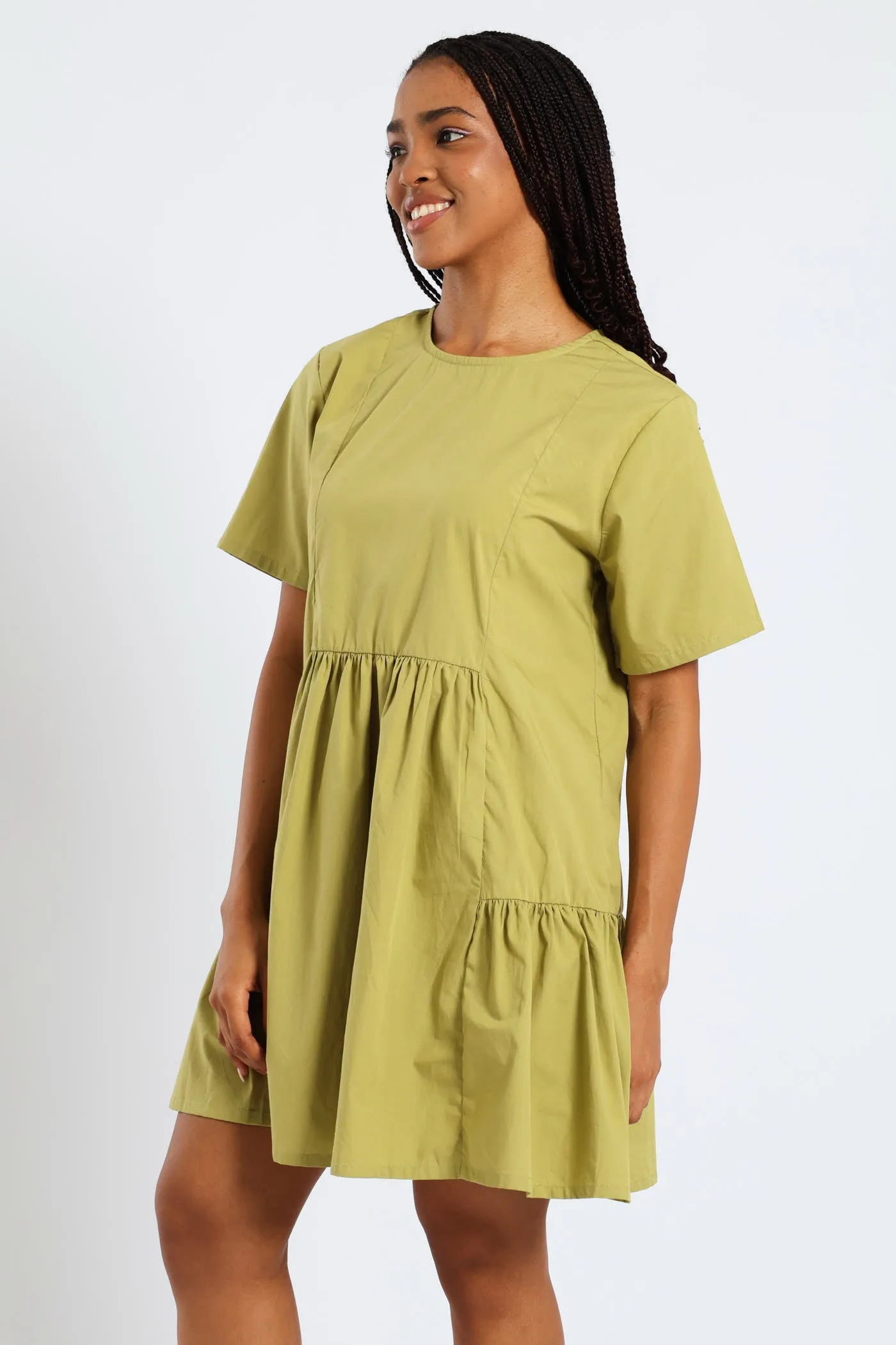 Short Sleeve Panelled Tie Back Mini Dress - Green sold by Edgars product image thumbnail 2