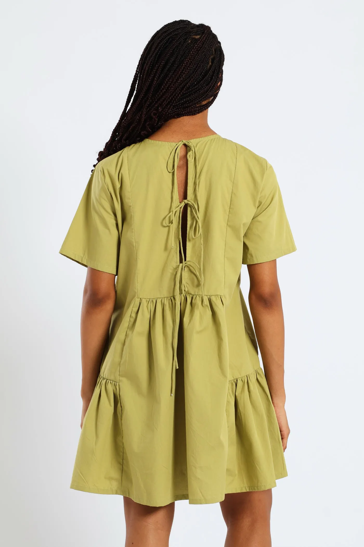 Short Sleeve Panelled Tie Back Mini Dress - Green sold by Edgars product image thumbnail 3