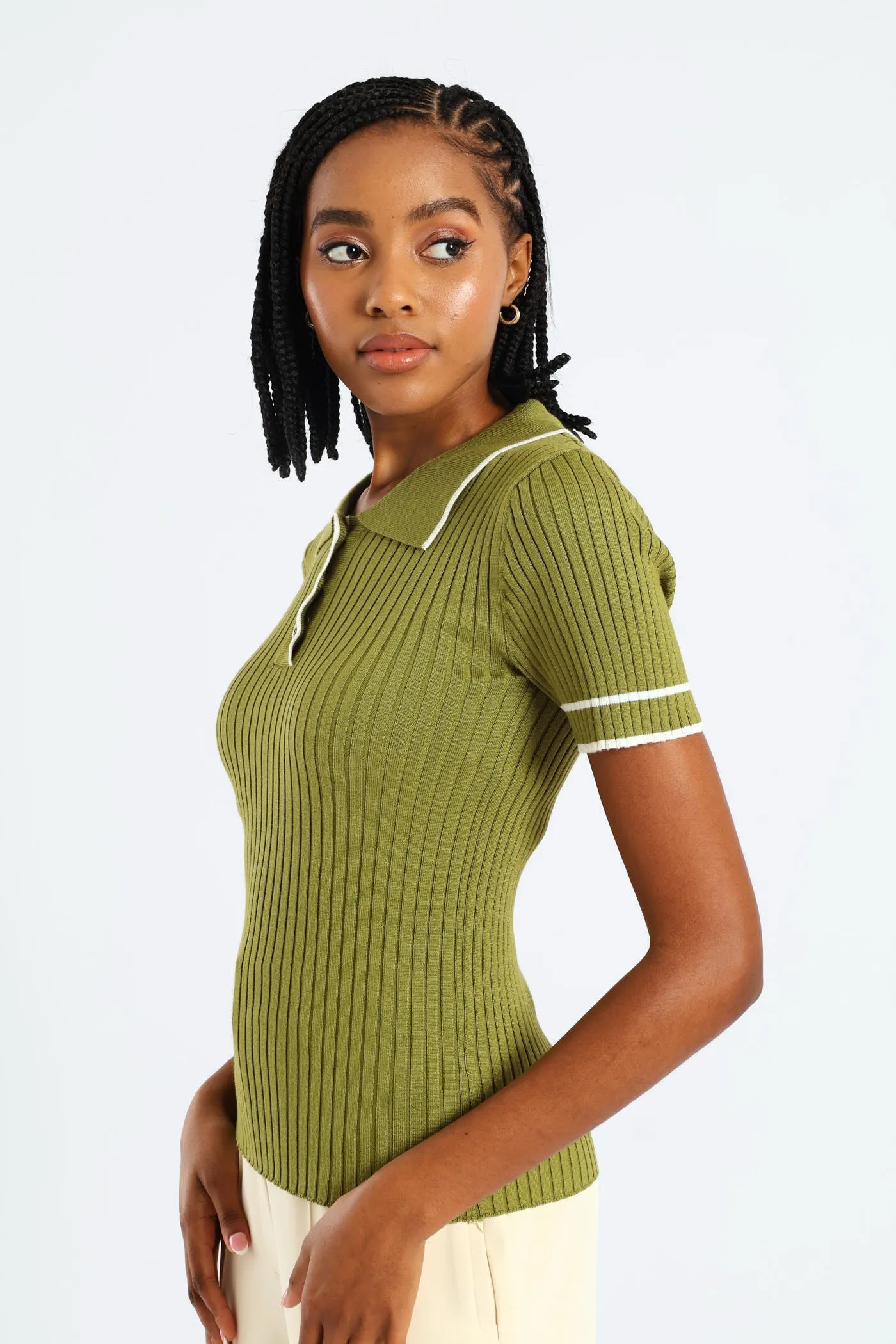 Constrast Tipped Golfer Tee - Matcha sold by Edgars product image thumbnail 3