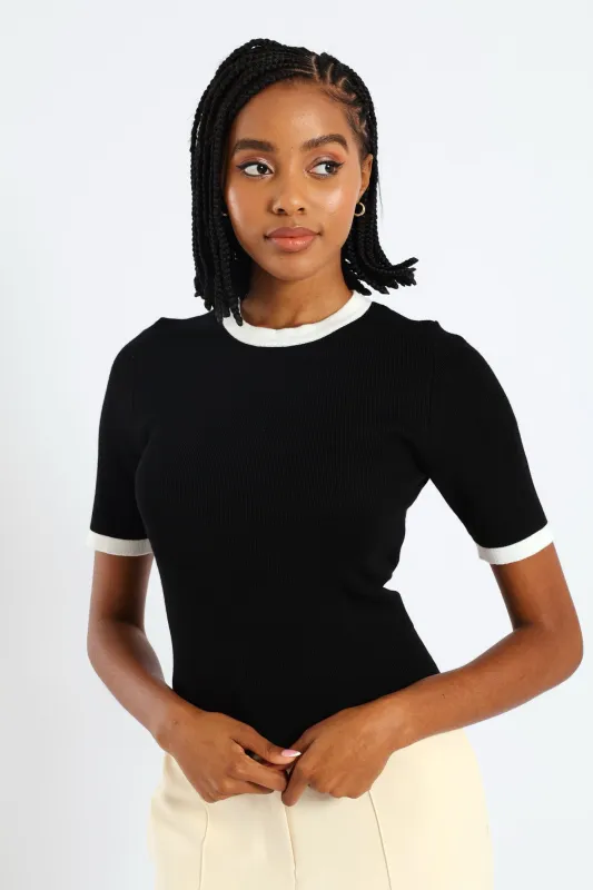 Tipped Pullover - Black/White sold by Edgars