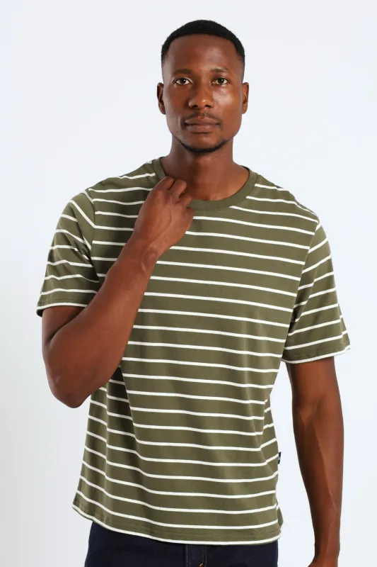 Stripe Tee - Olive sold by Edgars