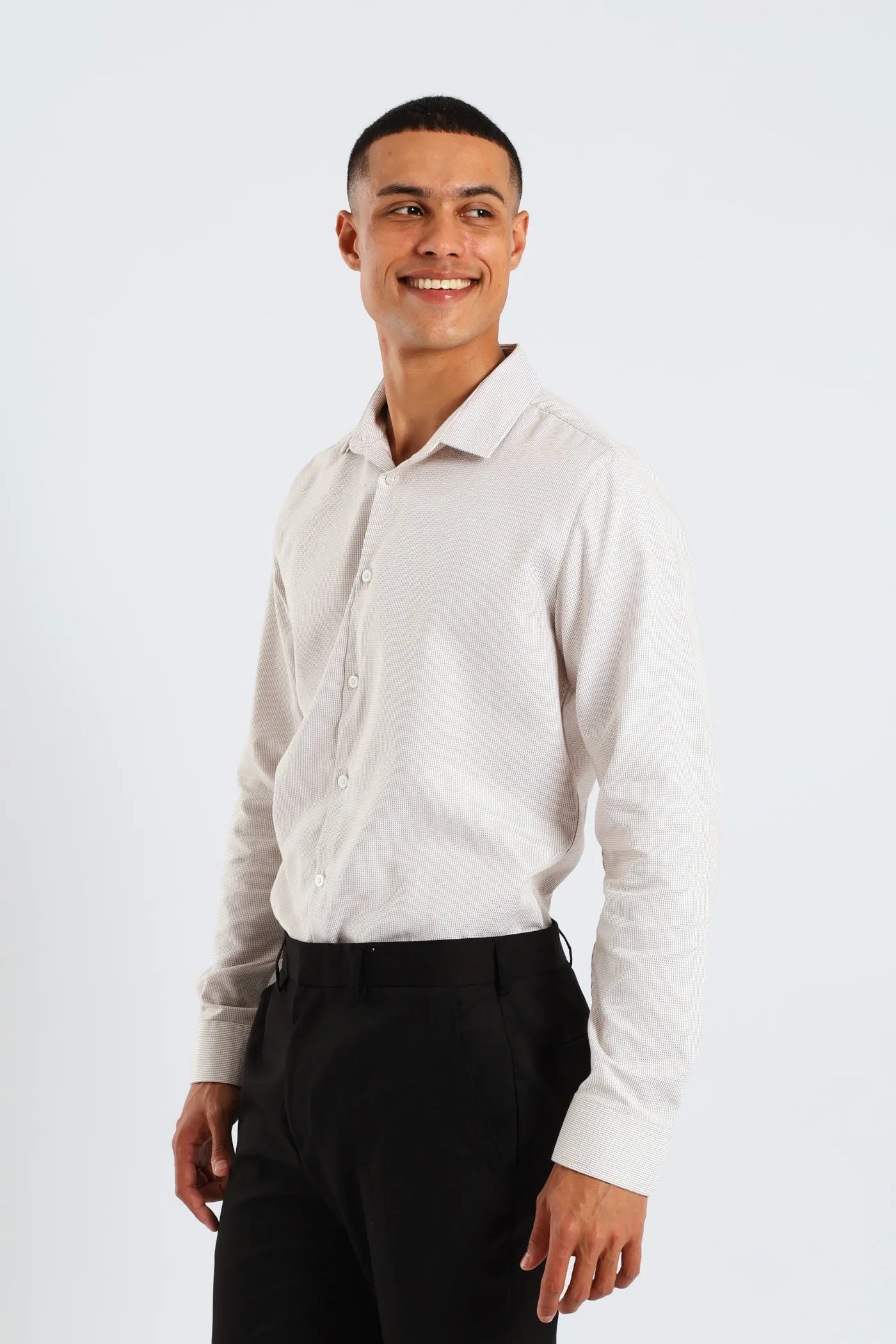 Slim Diagonal Stripe Textured Shirt - White/Beige sold by Edgars product image thumbnail 3