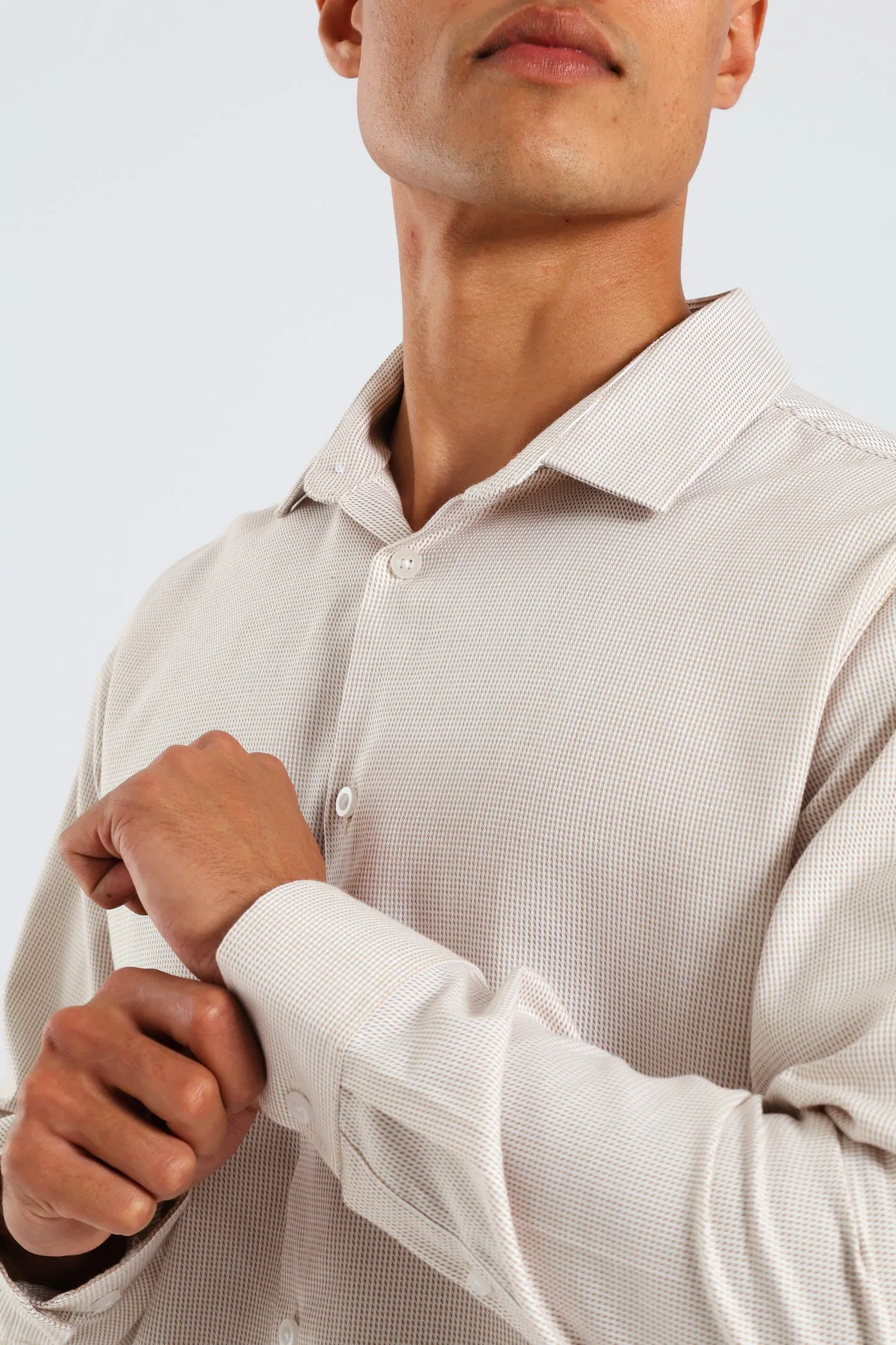 Slim Diagonal Stripe Textured Shirt - White/Beige sold by Edgars product image thumbnail 4