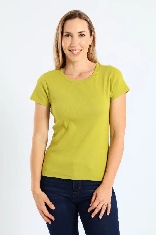 Crew Rib Fitted Tee - Bright Chartreuse sold by Edgars