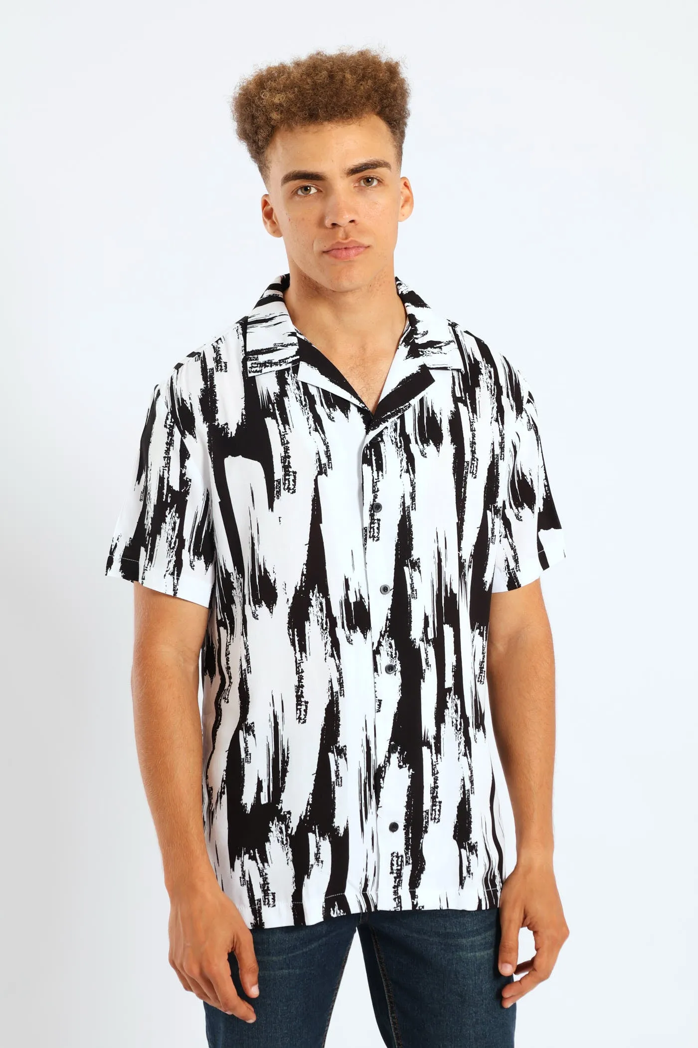 Viscose Abstract Shirt - White/Black sold by Edgars