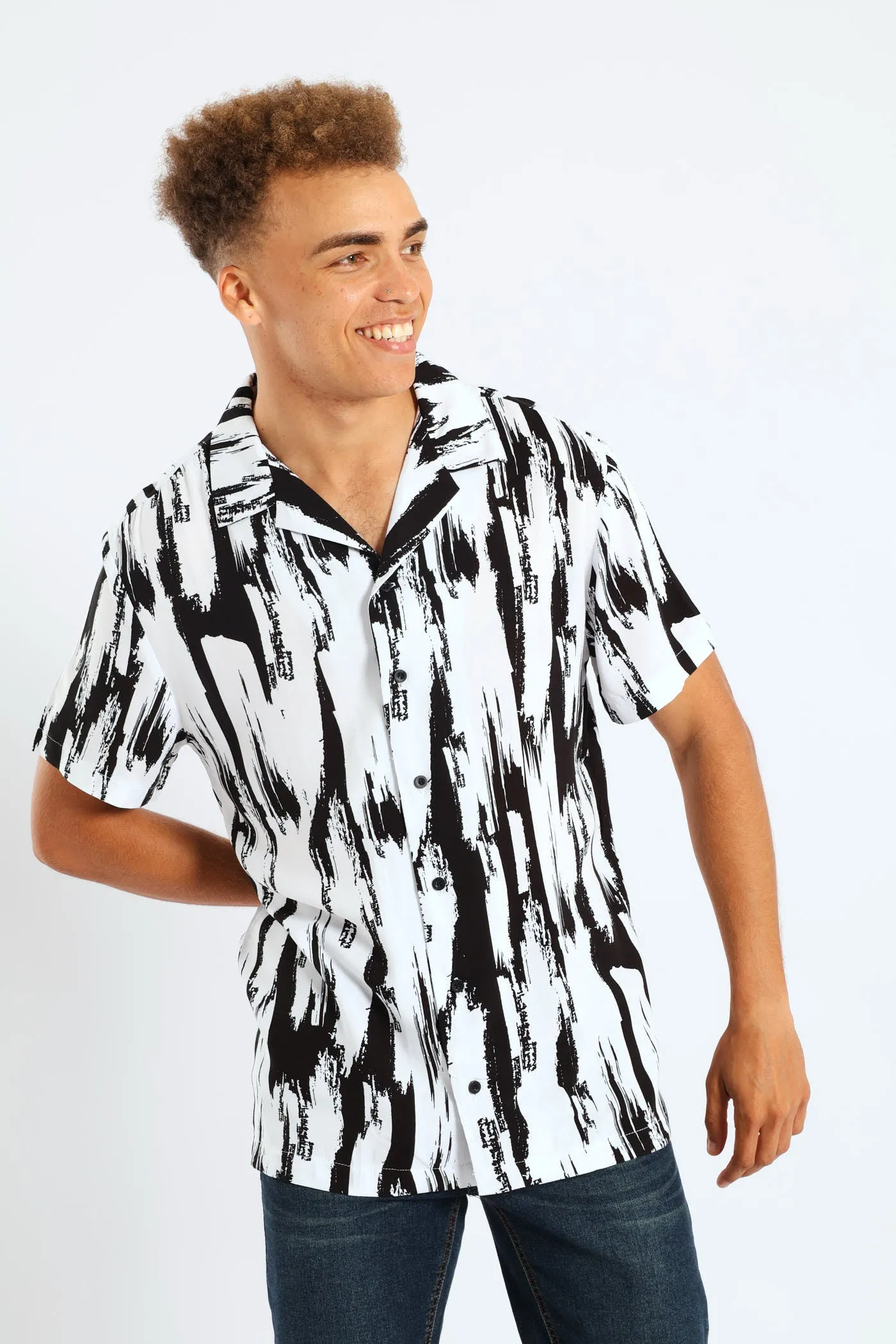 Viscose Abstract Shirt - White/Black sold by Edgars product image thumbnail 3
