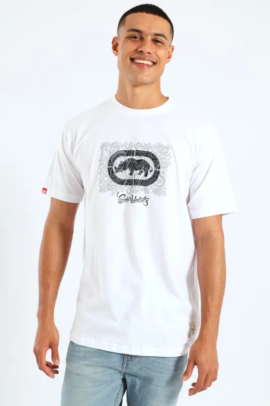 Rhino Chest Script Tee - White sold by Edgars