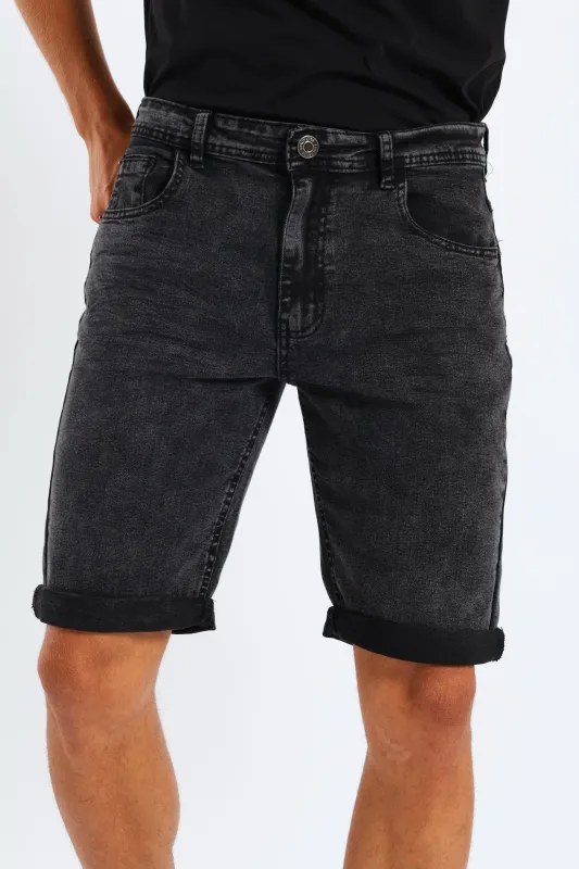 Acid Denim Short - Black sold by Edgars