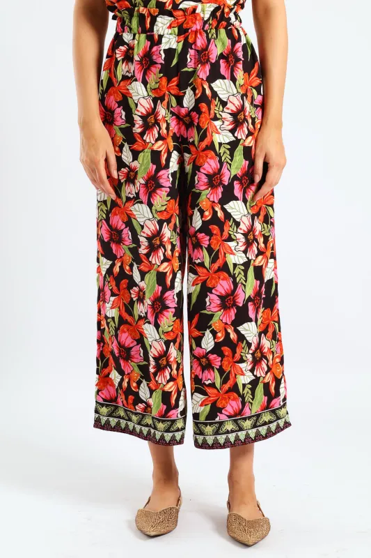Pull On Drawstring Tropical Floral Wideleg Pant - Multi sold by Edgars