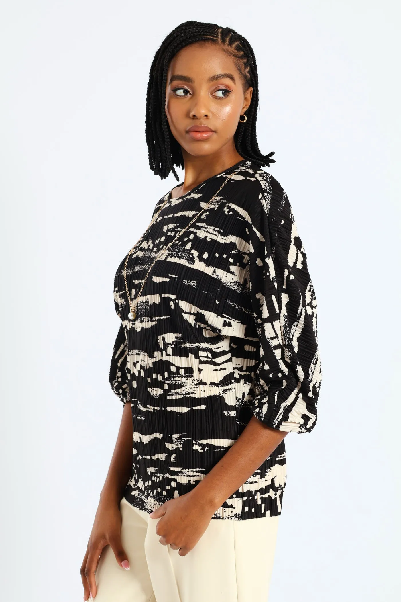 Monochrome Plisse Blouse - Black sold by Edgars product image thumbnail 2