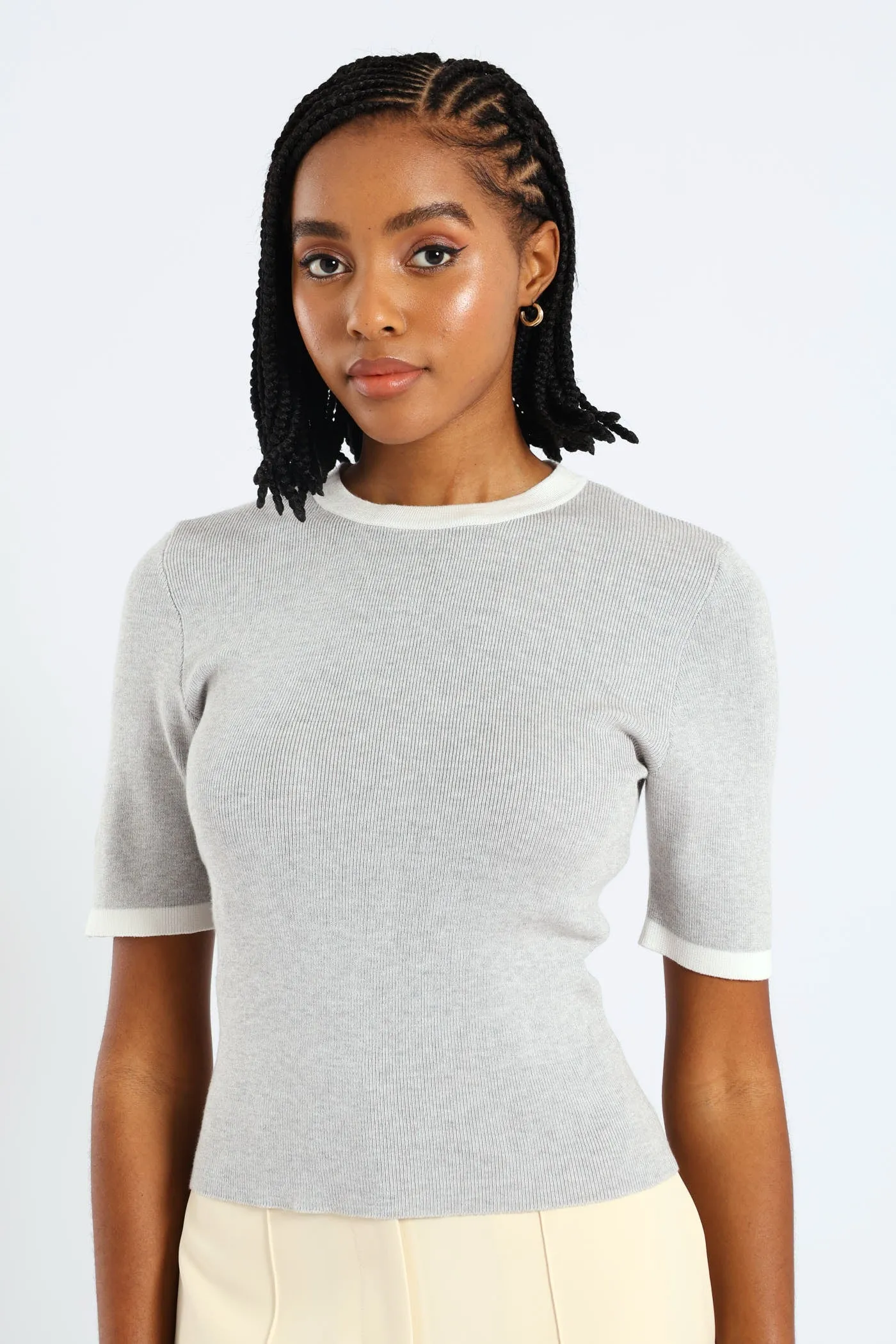 Tipped Pullover - Grey/White sold by Edgars