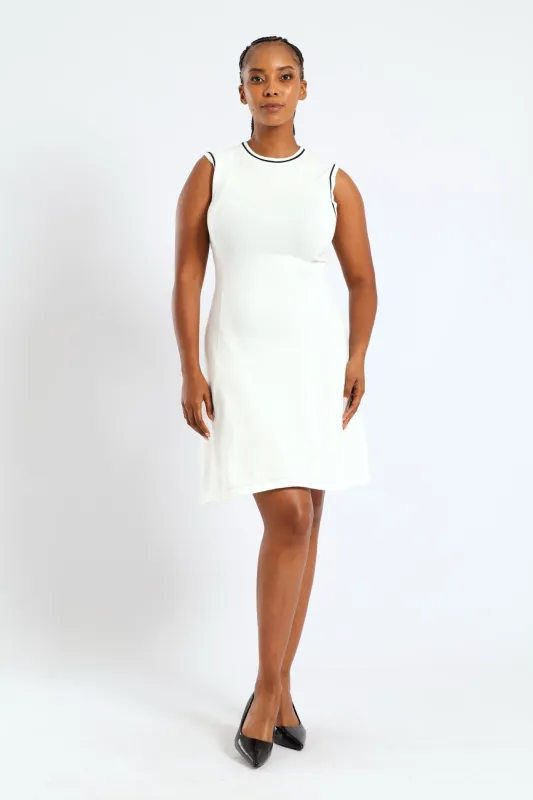 Panelled Tipped Skater Knitwear Dress - Cream sold by Edgars