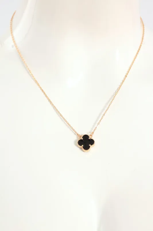 2 Pack Enamel Clover Stud & Pendant Necklace - Gold/Black sold by Edgars