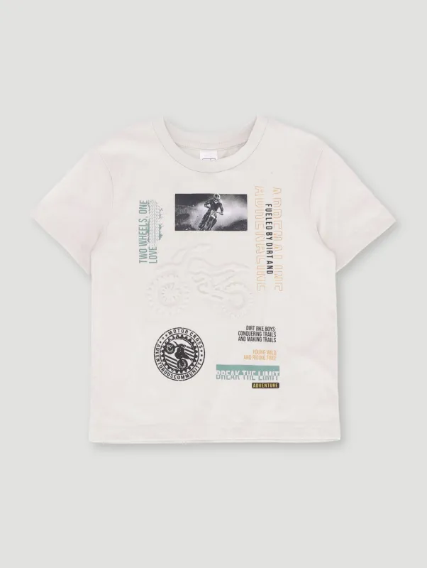 Pre-Boys Embossed Fashion Tee - Light Stone sold by Edgars