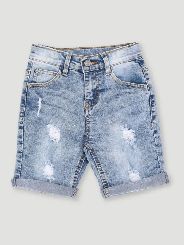 Pre-Boys Denim Short - Light Blue sold by Edgars
