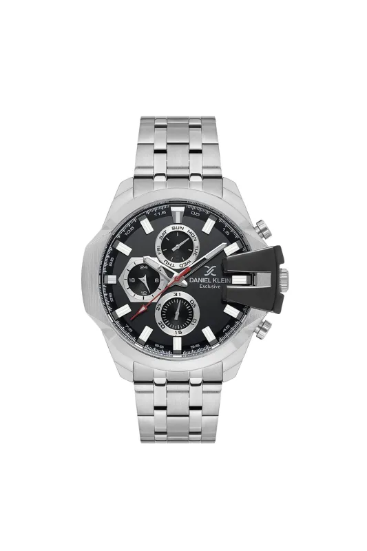 Gents Stainless Steel Bracelet Black Dial Watch - Silver sold by Edgars 