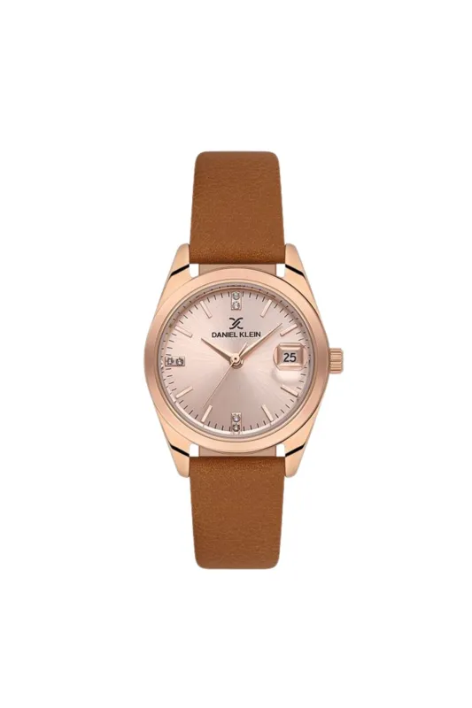 Rose Gold Case Watch With Brown Leather Strap sold by Edgars