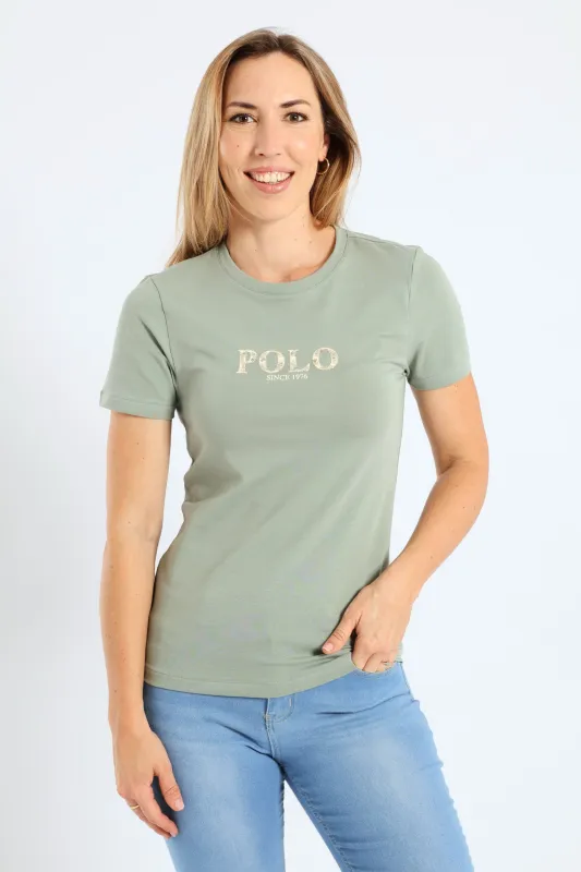 Ash Short Sleeve Logo T-Shirt - Sage sold by Edgars