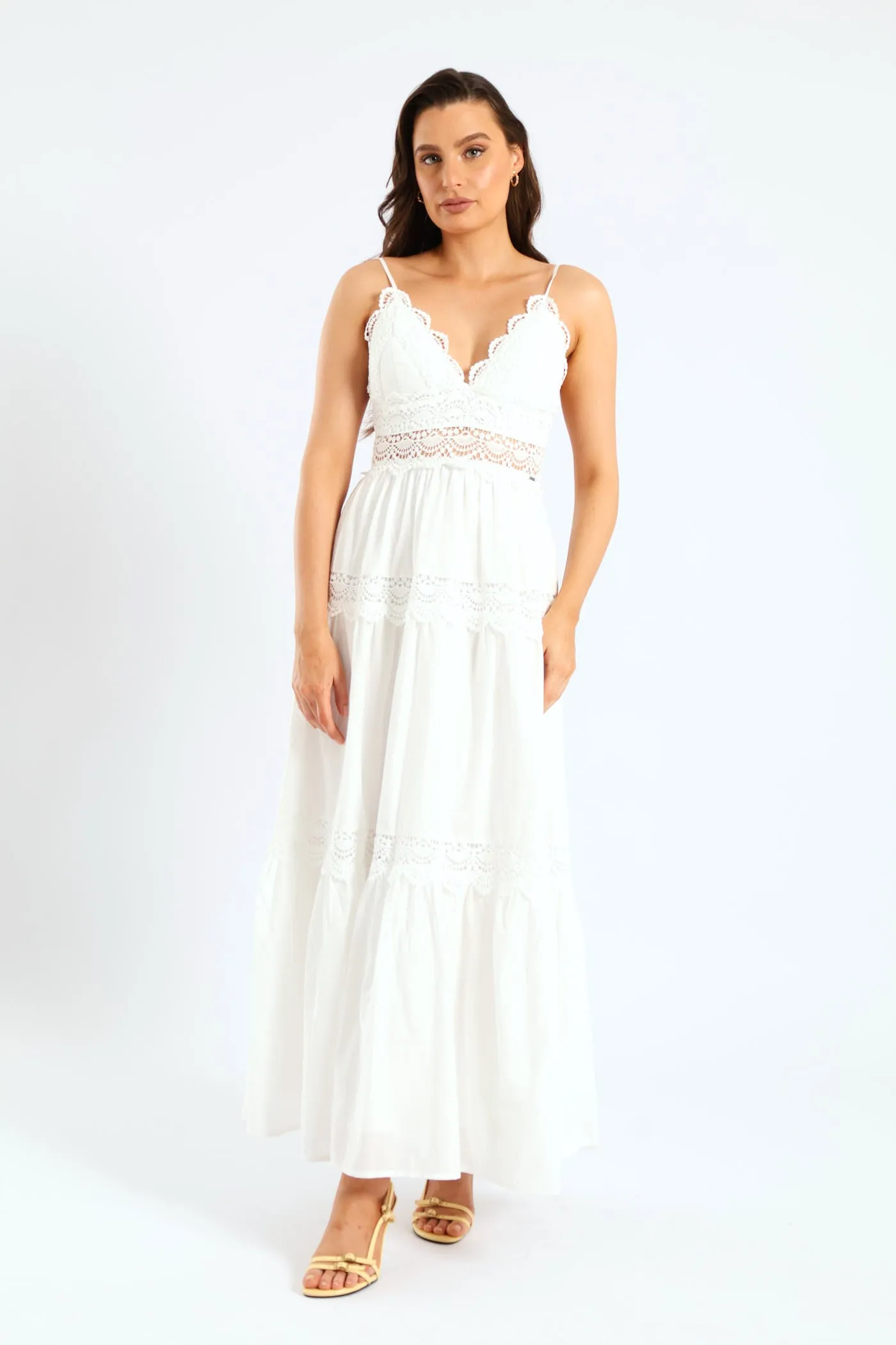 Aurelia Tiered Lace Maxi Dress - White sold by Edgars