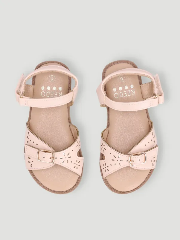 Keedo Girls Flower Cutout Sandal - Cream sold by Edgars