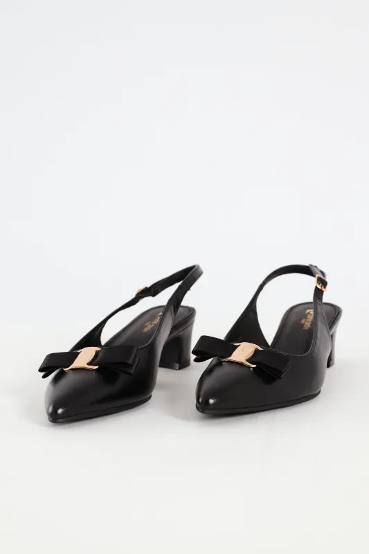 Bow Slingback Kitten Heel - Black sold by Edgars