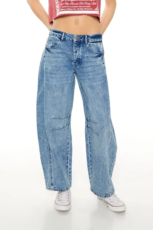 Mid-Rise Baggy Barrel Jean - Mid Blue sold by Edgars