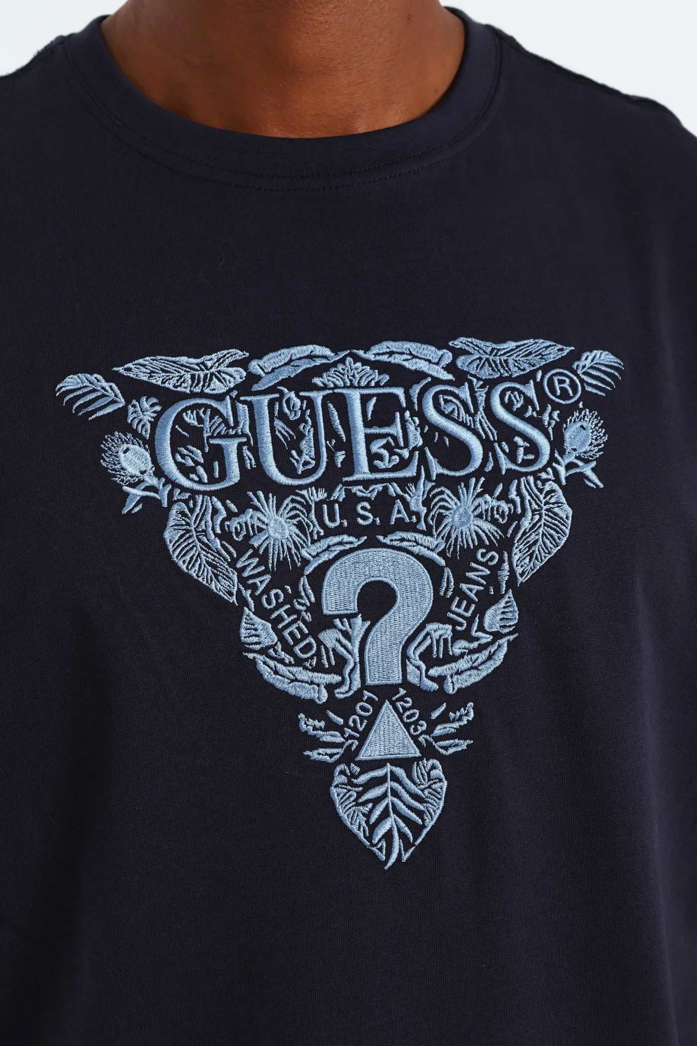 Short Sleeve Flower Embroidered Tee - Navy sold by Edgars product image thumbnail 4