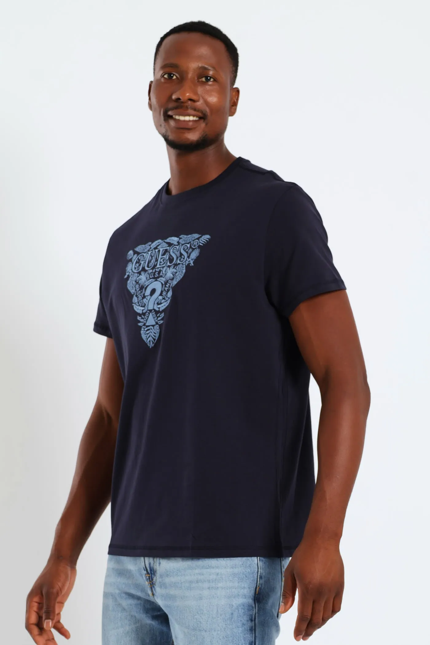 Short Sleeve Flower Embroidered Tee - Navy sold by Edgars product image thumbnail 2