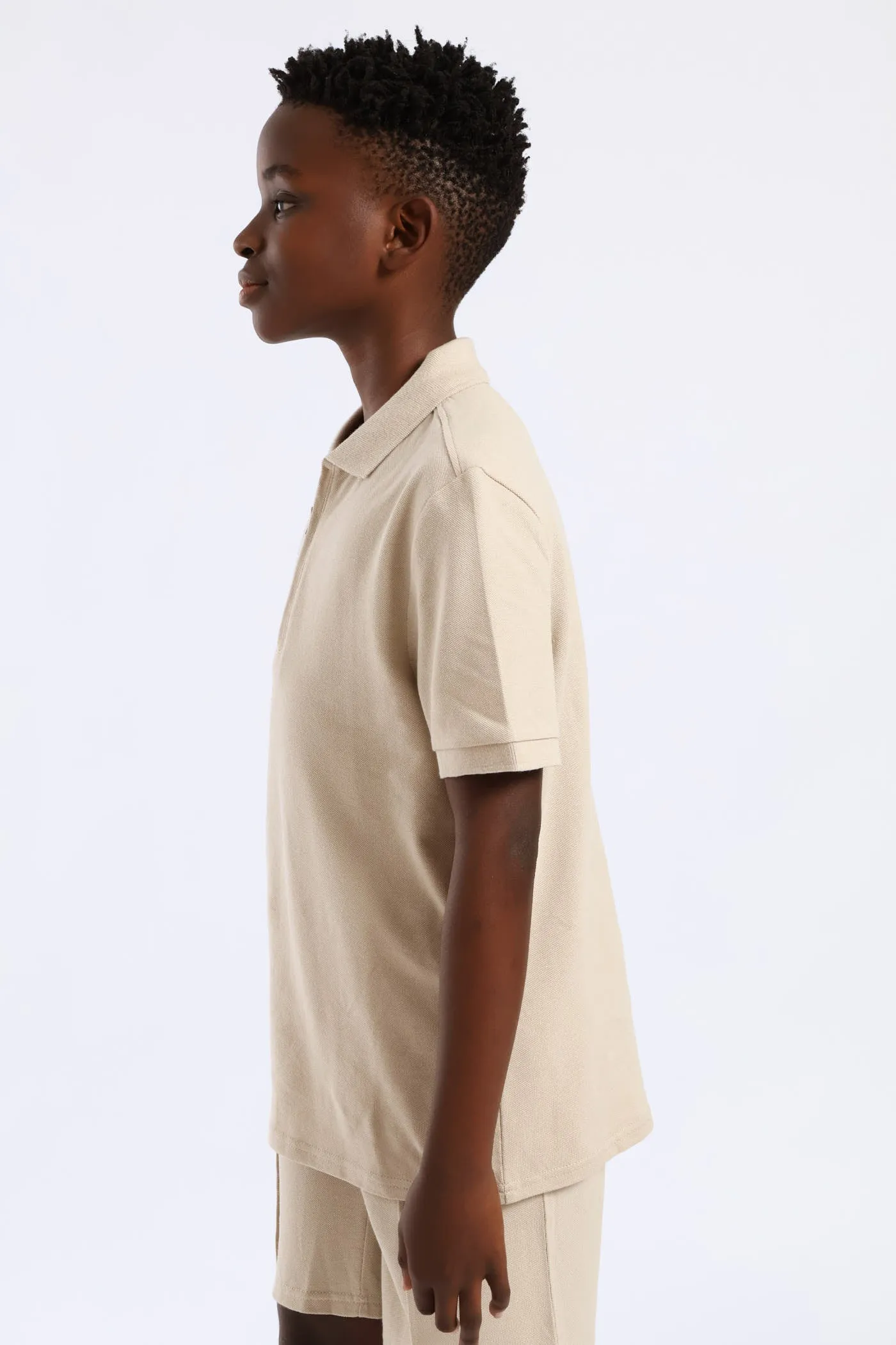 Boys Pique Zip Golfer - Stone sold by Edgars product image thumbnail 3