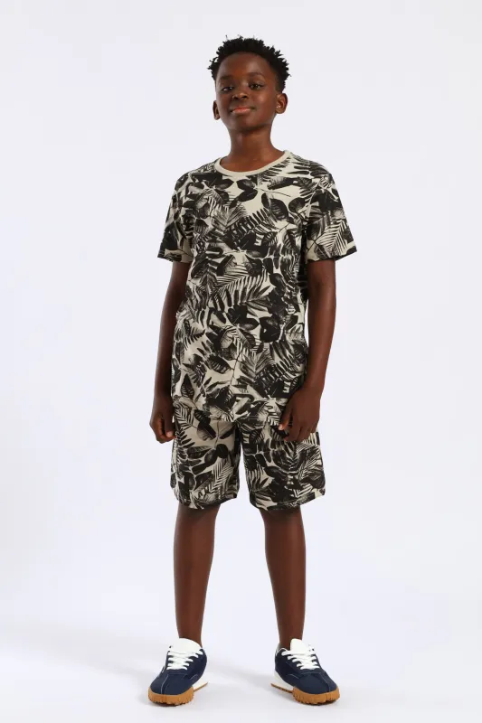 Boys Leaf Fleece Short - Olive sold by Edgars