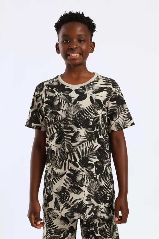 Boys Leaf T-Shirt - Olive sold by Edgars