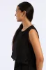 Girls Tie Detail Linen Top - Black sold by Edgars